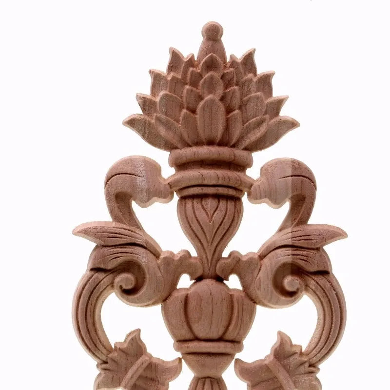 Solid wood European Style Woodcarving Decal Home Furniture Carved Applique Window Door Decor Wooden Figurines Crafts