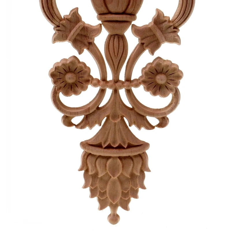 Solid wood European Style Woodcarving Decal Home Furniture Carved Applique Window Door Decor Wooden Figurines Crafts