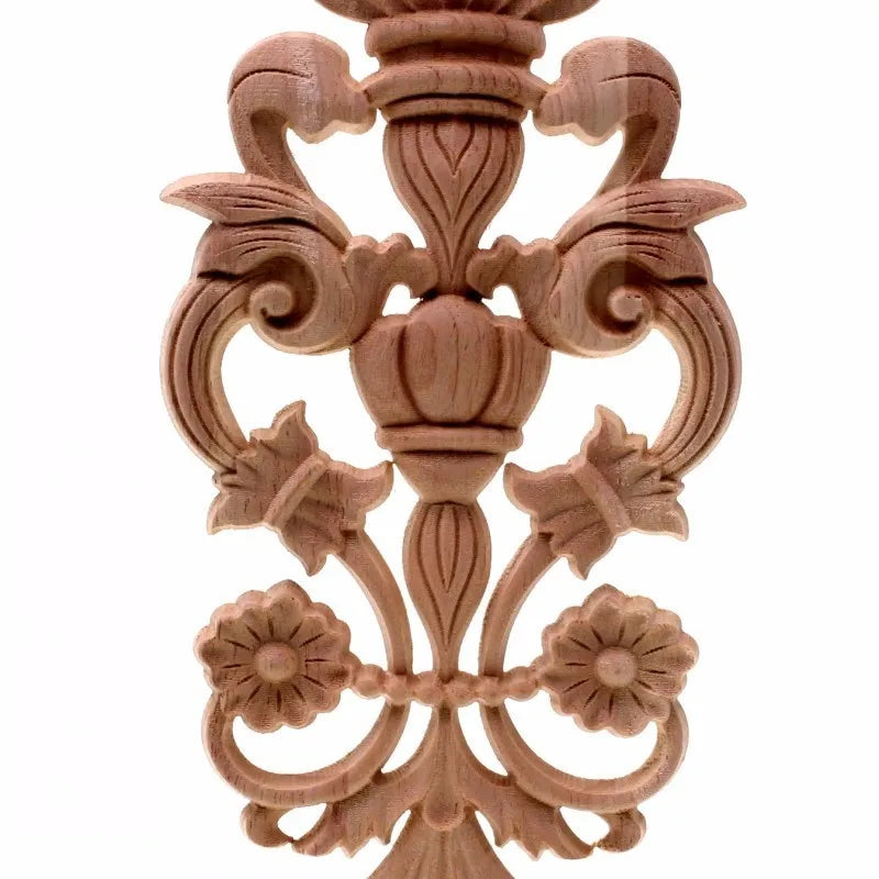 Solid wood European Style Woodcarving Decal Home Furniture Carved Applique Window Door Decor Wooden Figurines Crafts