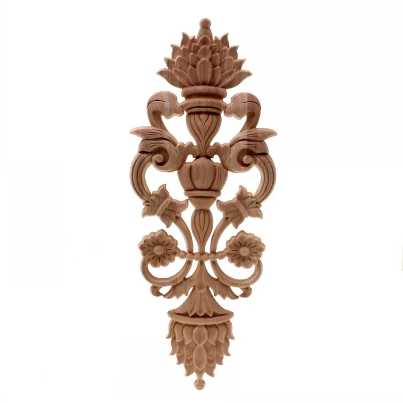 Solid wood European Style Woodcarving Decal Home Furniture Carved Applique Window Door Decor Wooden Figurines Crafts