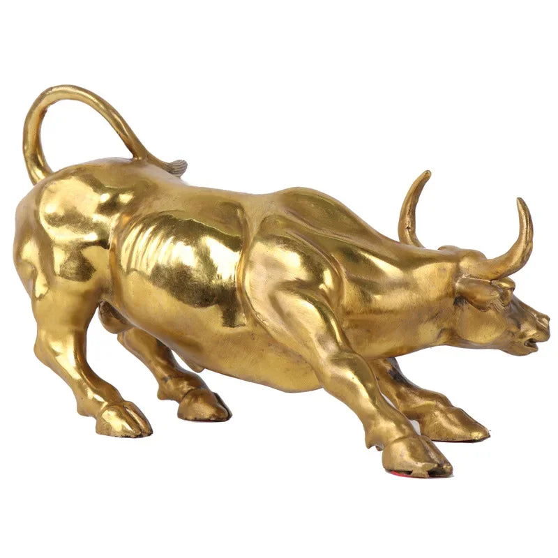 Copper Brass Bull Wall Street Cattle Sculpture Cow Statue Mascot Ornament Office Decor Exquisite Crafts Gift