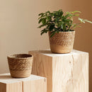 Natural Handmade Straw Weaving Wicker Basket Rattan Straw Flower Plant Pot Round Flowerpot Storage Basket Planter Basket