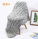 Handmade Chunky Knit Blanket Large Thick Wool Bulky Knitting Throw for Bedroom Decor Pet Bed Chair Mat Rug Grey
