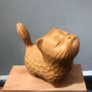 Cat Model Crafts Hand-carved Wooden Cat Statue Cute Tiny Cat Sculpture Cartoon Creative Animal Figurine Kids Gifts