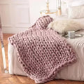 Handmade Chunky Knit Blanket Large Thick Wool Bulky Knitting Throw for Bedroom Decor Pet Bed Chair Mat Rug Grey