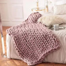 Handmade Chunky Knit Blanket Large Thick Wool Bulky Knitting Throw for Bedroom Decor Pet Bed Chair Mat Rug Grey