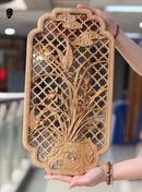 Chinese Classical Hollow Wood Carving Crafts Camphor Wood Carving Wall Hanging Background Wall Home Decoration Height 35cm