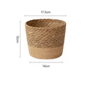 Natural Handmade Straw Weaving Wicker Basket Rattan Straw Flower Plant Pot Round Flowerpot Storage Basket Planter Basket