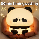 USB Rechargeable LED Night Light Cute Cartoon Panda Silicone Lamp Timing Function Desk Bedside Decor Children Nightlight Gift