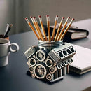 Pen Holder Resin V8 Car Engine Pen Holder Unique Stationery Organizer for Home Office Decor Desktop Ornament with Auto Engine