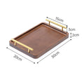 HeMu-Right Angled Bamboo Tray Handle, New Chinese Tea Set Bamboo Hotel Small Tea Tray Wooden Family Breakfast Tray Metal Handle