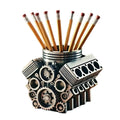 Pen Holder Resin V8 Car Engine Pen Holder Unique Stationery Organizer for Home Office Decor Desktop Ornament with Auto Engine