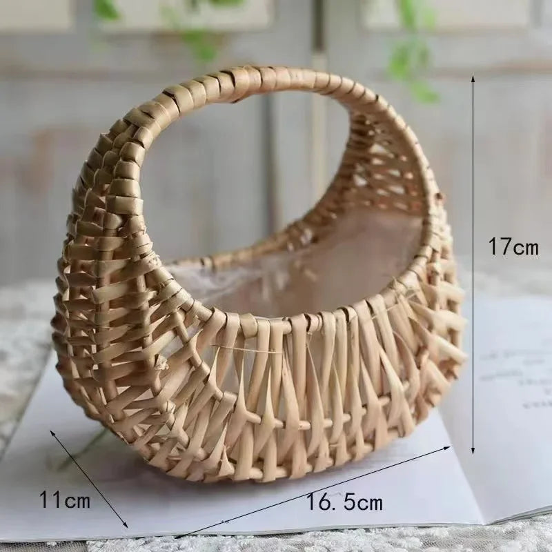Handmade Rattan Woven Flowerpot Straw Woven Storage Basket Plant Holder Flower Pot Planter Balcony Home Decoration