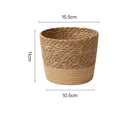 Natural Handmade Straw Weaving Wicker Basket Rattan Straw Flower Plant Pot Round Flowerpot Storage Basket Planter Basket