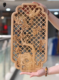 Chinese Classical Hollow Wood Carving Crafts Camphor Wood Carving Wall Hanging Background Wall Home Decoration Height 35cm