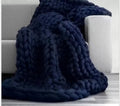 Handmade Chunky Knit Blanket Large Thick Wool Bulky Knitting Throw for Bedroom Decor Pet Bed Chair Mat Rug Grey