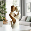 2D Flat Elegant Wooden Couple Artificial Wood Statue-Modern Home Decor Ideal for Living Room Bedroom Craft Decorations