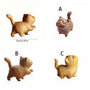 Cat Model Crafts Hand-carved Wooden Cat Statue Cute Tiny Cat Sculpture Cartoon Creative Animal Figurine Kids Gifts