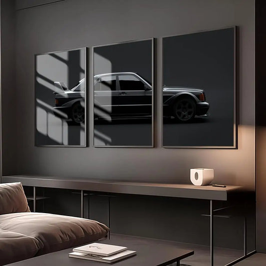 Classic Sports Car 190E Design HD Linen Canvas Poster Wall Art Prints for Living Room Bedroom Office Home Decoration Gift Gift