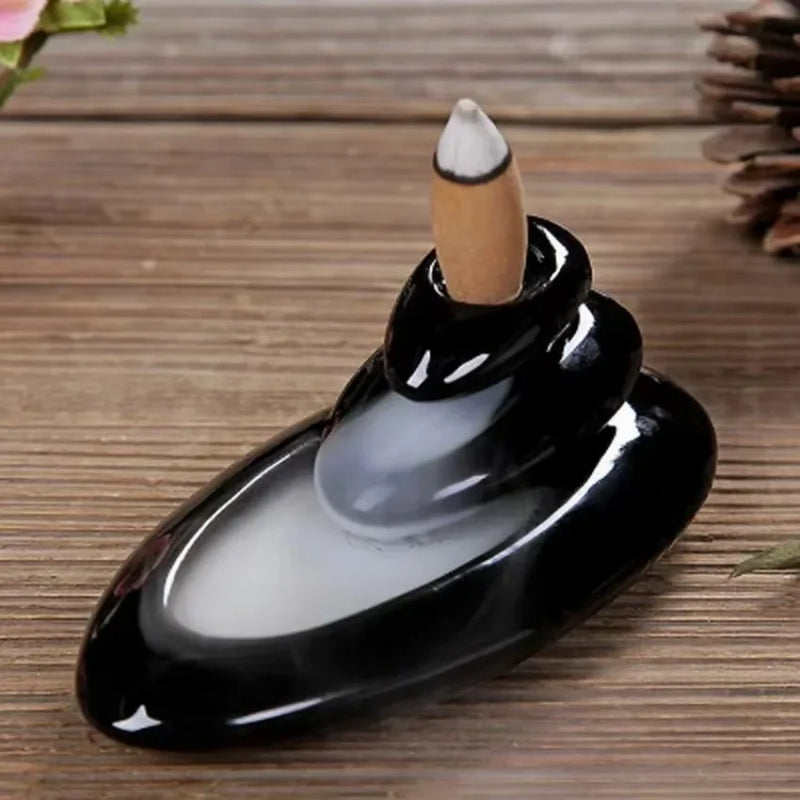 Home Office Incense Road Ornaments Creative Ceramic Reverse Flow Incense Burner Folk Handicrafts High-altitude Flowing Water