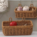 Hanging Fruit Basket Imitation Rattan Wall Mount Basket With Handle Handmade Rattan Woven Organizer Flower Pot Container Basket