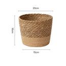Natural Handmade Straw Weaving Wicker Basket Rattan Straw Flower Plant Pot Round Flowerpot Storage Basket Planter Basket