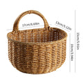 Decorative Wall-mounted Straw Basket Hanging Woven Rattan Flower Plant Vase Pot Grass Wicker Storage Baskets Garden Storage Rack