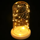 Led Stars Night Light Glass Dome Table Lamp Operated Wooden Base Home Decor For Party Wedding Gift, Glass Dome