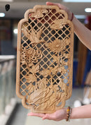 Chinese Classical Hollow Wood Carving Crafts Camphor Wood Carving Wall Hanging Background Wall Home Decoration Height 35cm