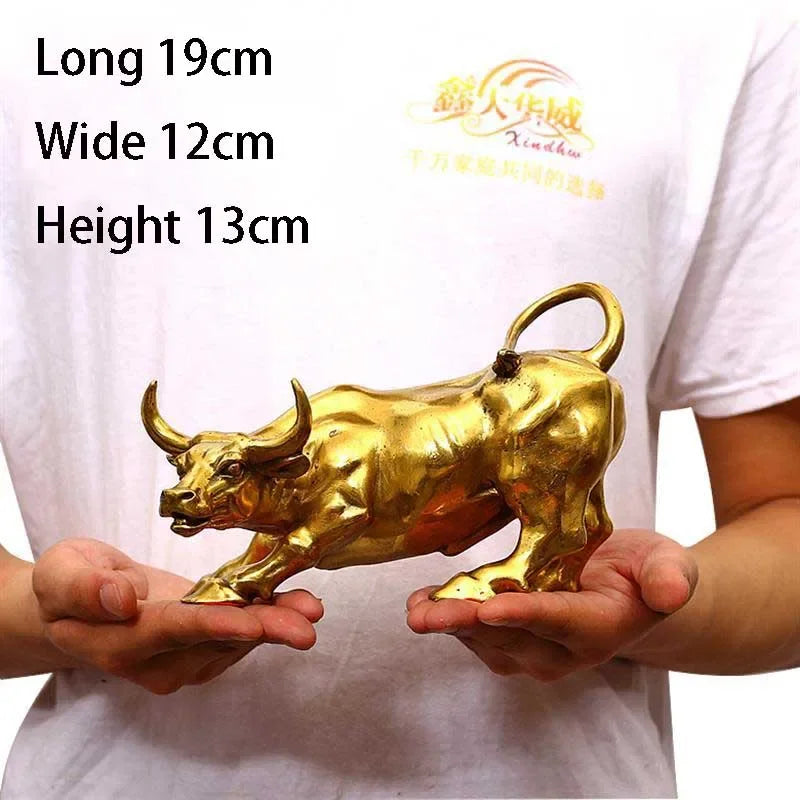 Copper Brass Bull Wall Street Cattle Sculpture Cow Statue Mascot Ornament Office Decor Exquisite Crafts Gift
