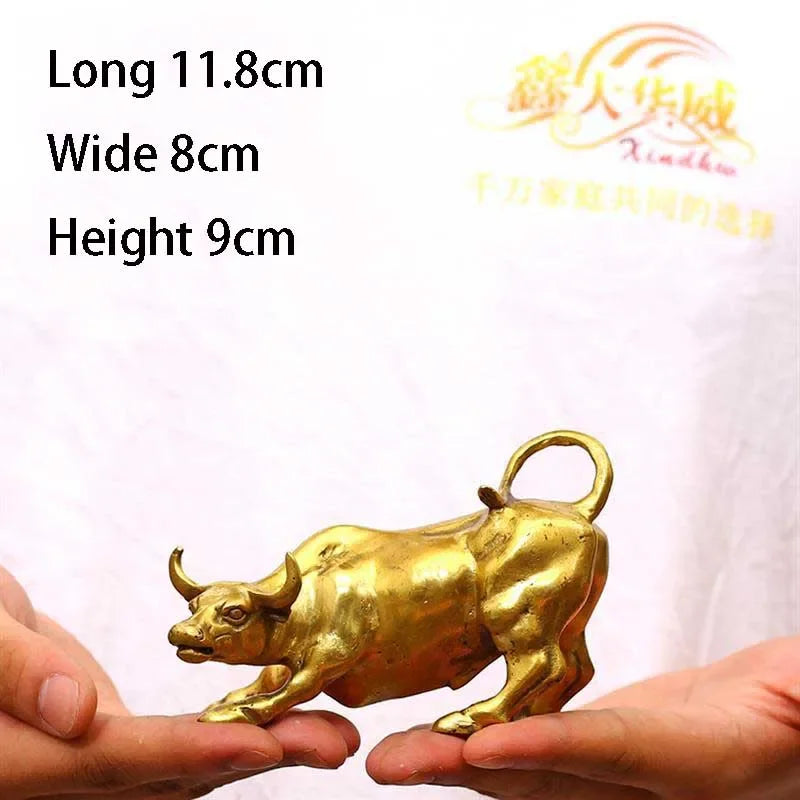Copper Brass Bull Wall Street Cattle Sculpture Cow Statue Mascot Ornament Office Decor Exquisite Crafts Gift