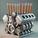 Pen Holder Resin V8 Car Engine Pen Holder Unique Stationery Organizer for Home Office Decor Desktop Ornament with Auto Engine