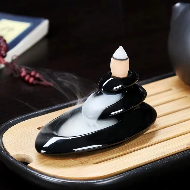 Home Office Incense Road Ornaments Creative Ceramic Reverse Flow Incense Burner Folk Handicrafts High-altitude Flowing Water