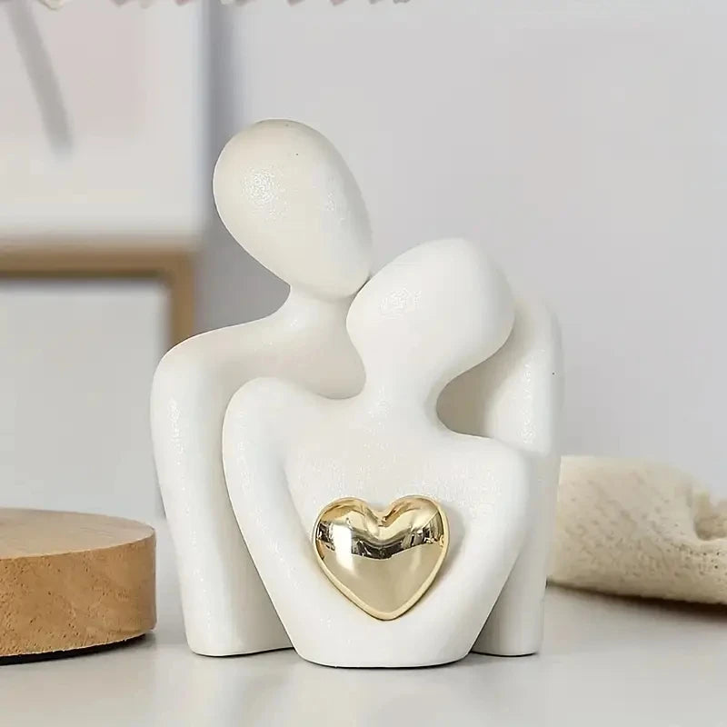 1 Piece Romantic Love Embrace Statue Ornament Pottery Couple Set Bedroom Interior Decoration Valentine's Day Gift