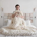 Handmade Chunky Knit Blanket Large Thick Wool Bulky Knitting Throw for Bedroom Decor Pet Bed Chair Mat Rug Grey