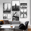 Modern New York London Paris Sydney City Landmark Landscape Poster Canvas Painting Wall Art Black White Pictures Home Room Decor