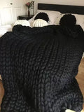 Handmade Chunky Knit Blanket Large Thick Wool Bulky Knitting Throw for Bedroom Decor Pet Bed Chair Mat Rug Grey