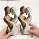 2D Flat Elegant Wooden Couple Artificial Wood Statue-Modern Home Decor Ideal for Living Room Bedroom Craft Decorations