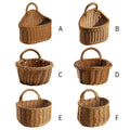 Decorative Wall-mounted Straw Basket Hanging Woven Rattan Flower Plant Vase Pot Grass Wicker Storage Baskets Garden Storage Rack
