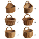 Decorative Wall-mounted Straw Basket Hanging Woven Rattan Flower Plant Vase Pot Grass Wicker Storage Baskets Garden Storage Rack