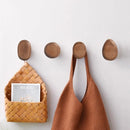 Nordic Creative Solid Wood Pebble-shaped Cabinet Door Drawer Handle Walnut Wall Mounted Coat Hooks Home Bag Key Decoration Hook