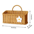 Hanging Fruit Basket Imitation Rattan Wall Mount Basket With Handle Handmade Rattan Woven Organizer Flower Pot Container Basket